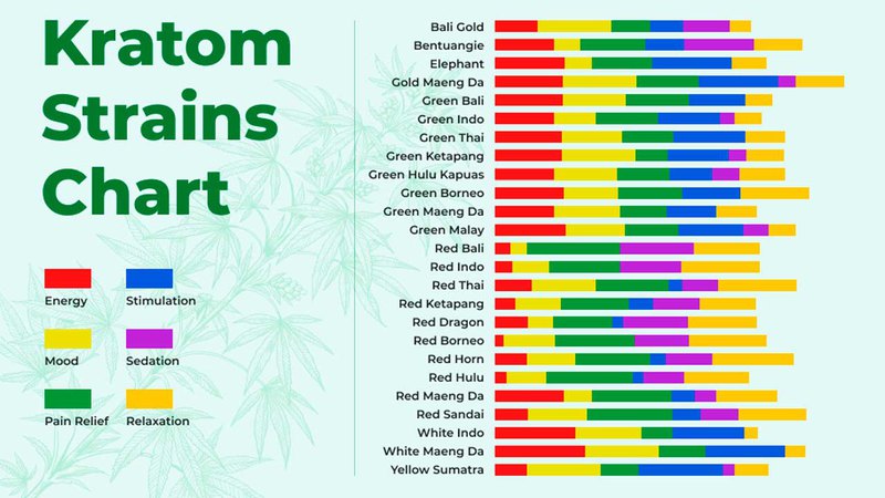 This kratom comparison chart rates 25 strains of kratom on their effectiveness in six areas.