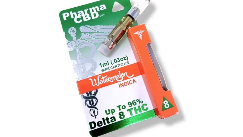 watermelon indica strain vape cart from PharmaCBD in a package 