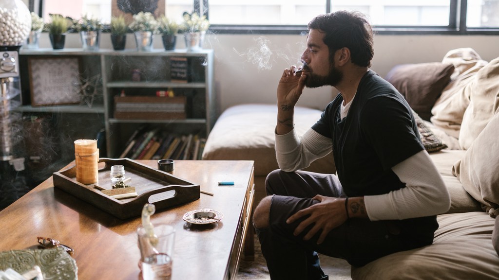 Man smoking a cannabis