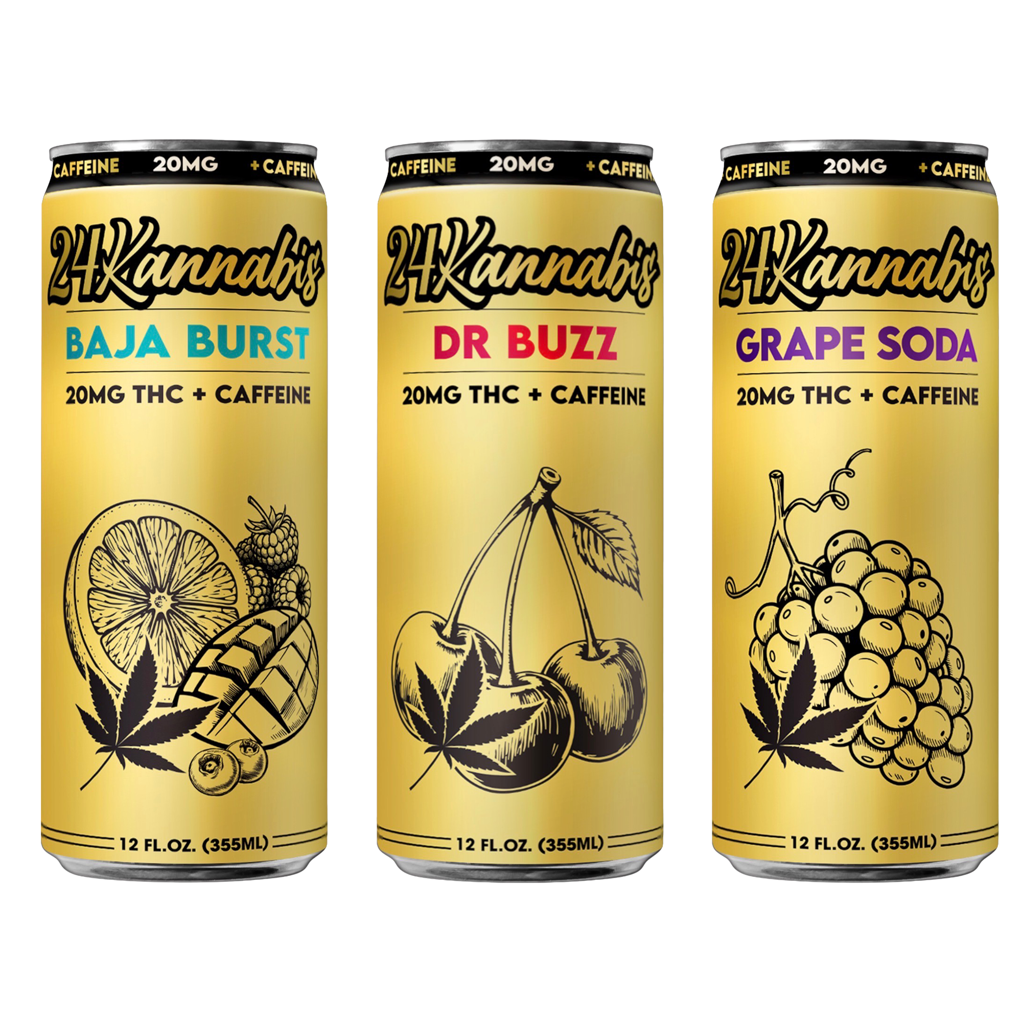 24 Kannabis THC Caffeinated Beverages
